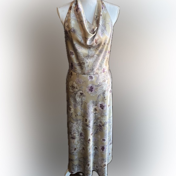 Vince Dresses & Skirts - VINCE. Wild Flower Cowl-Neck Halter Dress Size 10